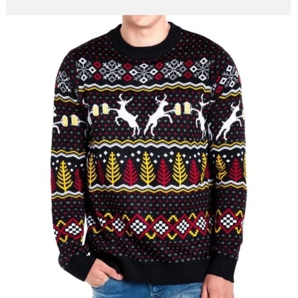 Men's Tipsy Elves Caribou Ugly Christmas Sweater Size Large